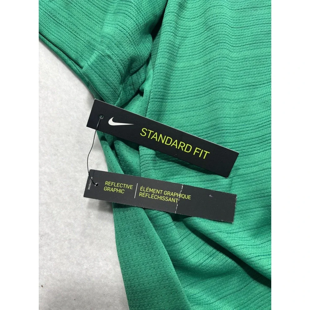 Nike Dri-FIT Shirt Mens 2XL Green Running Reflective Graphic Tee Lightweight